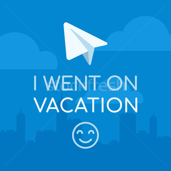 Concept I Went on Vacation Paper Airplane on City Background Blu Stock photo © yuriytsirkunov