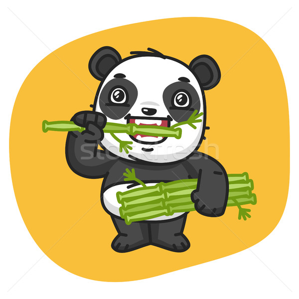 Stockfoto: Panda · eten · bamboe · formaat · eps · 10