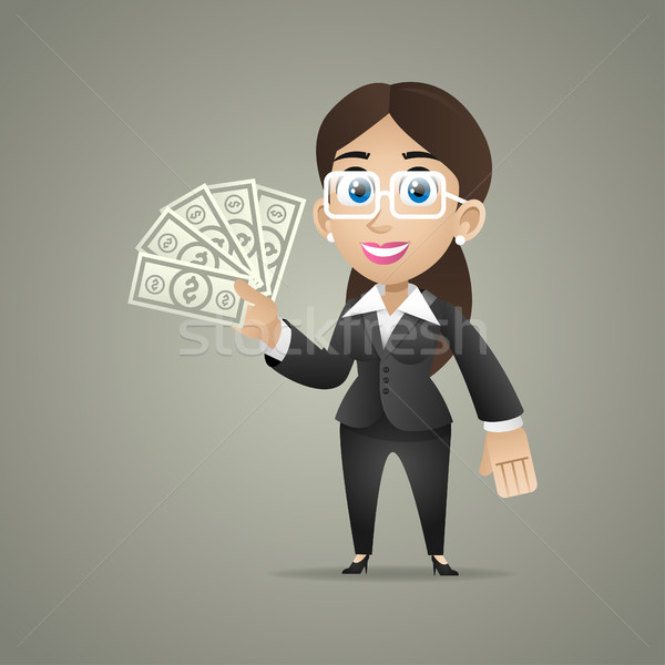 Mulher de negócios dólar notas mão ilustração formato Foto stock © yuriytsirkunov