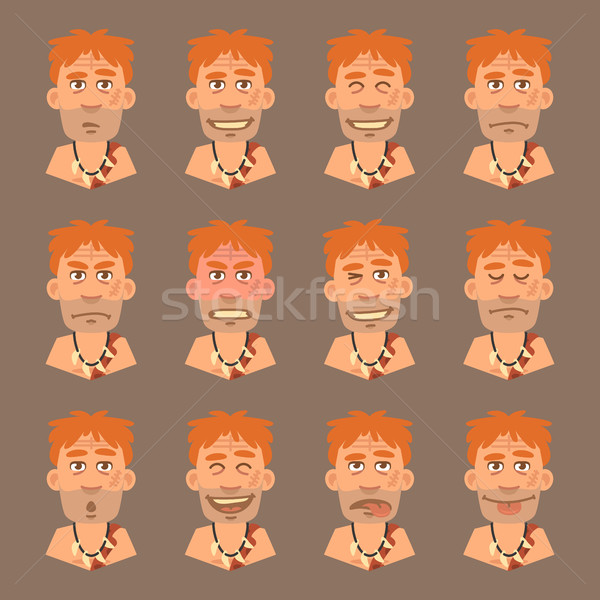 Set Emotions Neanderthal Stock photo © yuriytsirkunov