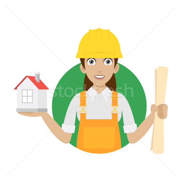 Builder woman keeps house and plan Stock photo © yuriytsirkunov