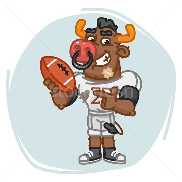 Bull Football Player Points on Ball Stock photo © yuriytsirkunov