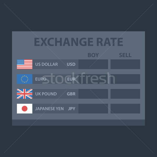 Stock photo: Board exchange rate usd eur gbr jpy