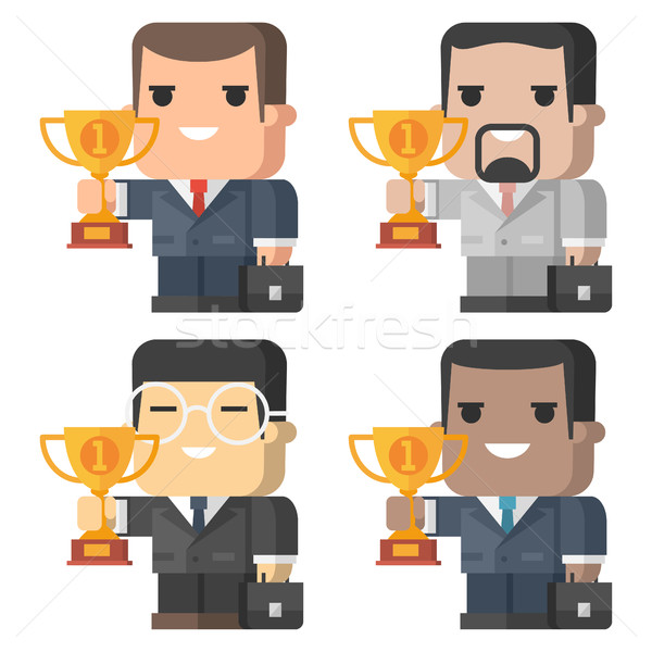 Businessman smiling and holding cup Stock photo © yuriytsirkunov