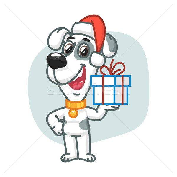 Dog Holding Christmas Gift Stock photo © yuriytsirkunov