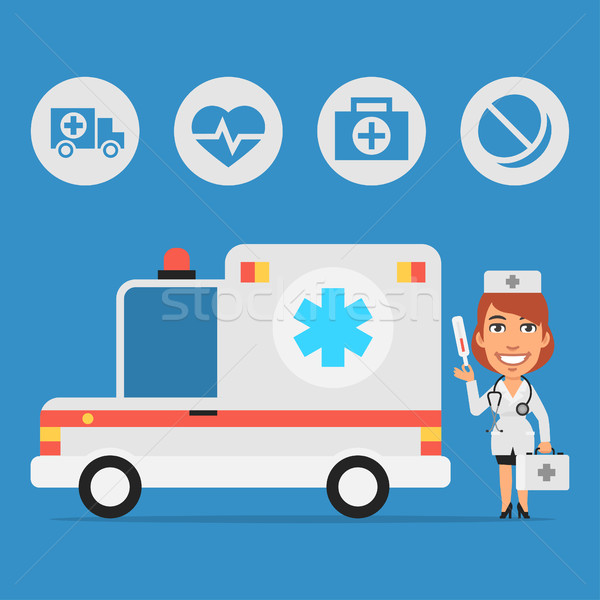 Mulher médico ambulância carro formato eps Foto stock © yuriytsirkunov