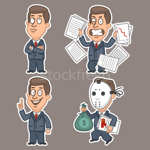 Fun businessman stickers concept set 3 Stock photo © yuriytsirkunov