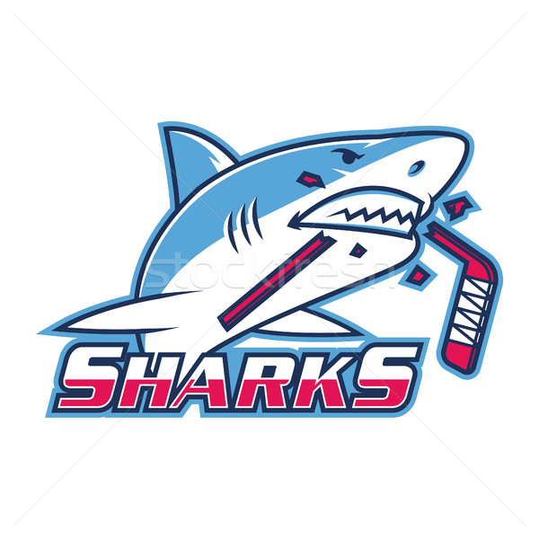 Emblema tiburón hockey palo ilustración formato Foto stock © yuriytsirkunov