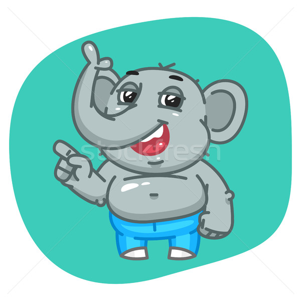 Stock photo: Elephant in Jeans Pants Points Finger