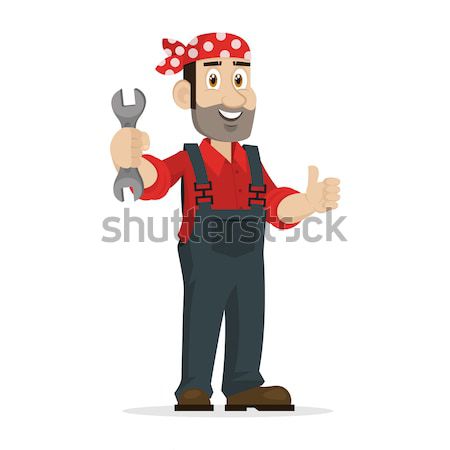 Mechanic holds wrench Stock photo © yuriytsirkunov