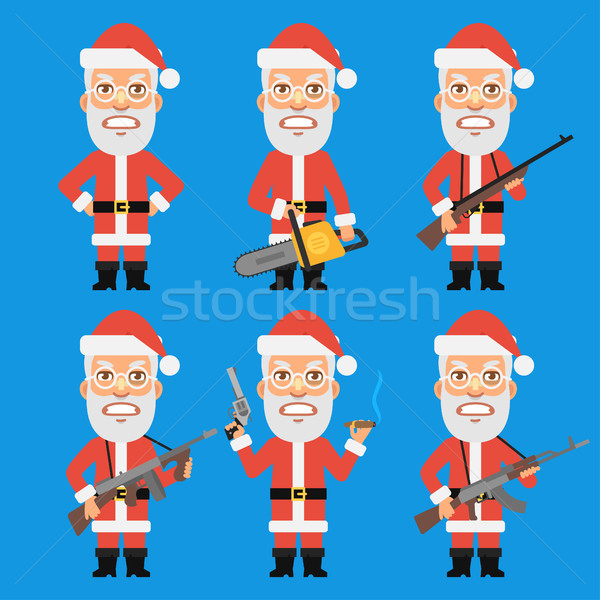Angry Santa Claus Holding Weapons Stock photo © yuriytsirkunov