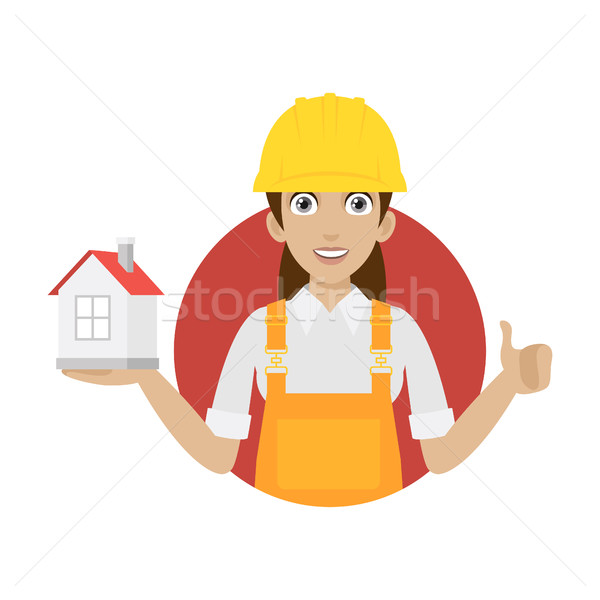 Builder woman keeps house in circle Stock photo © yuriytsirkunov