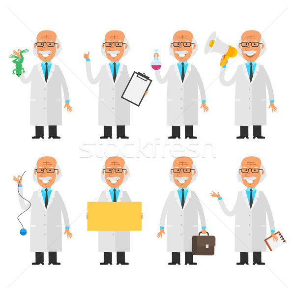 Set characters old scientist Stock photo © yuriytsirkunov