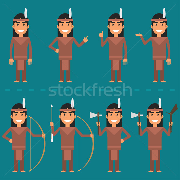 Characters Indian in various poses Stock photo © yuriytsirkunov