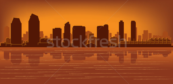 San Diego skyline reflectie water hemel gebouw Stockfoto © Yurkaimmortal