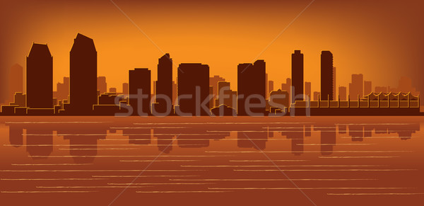 Foto d'archivio: San · Diego · skyline · riflessione · acqua · cielo · costruzione