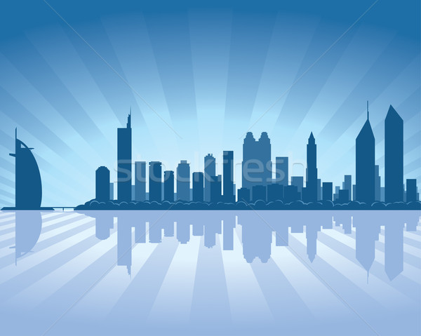 Dubai skyline reflectie water business hemel Stockfoto © Yurkaimmortal