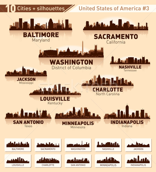 Skyline ville 10 villes USA Photo stock © Yurkaimmortal