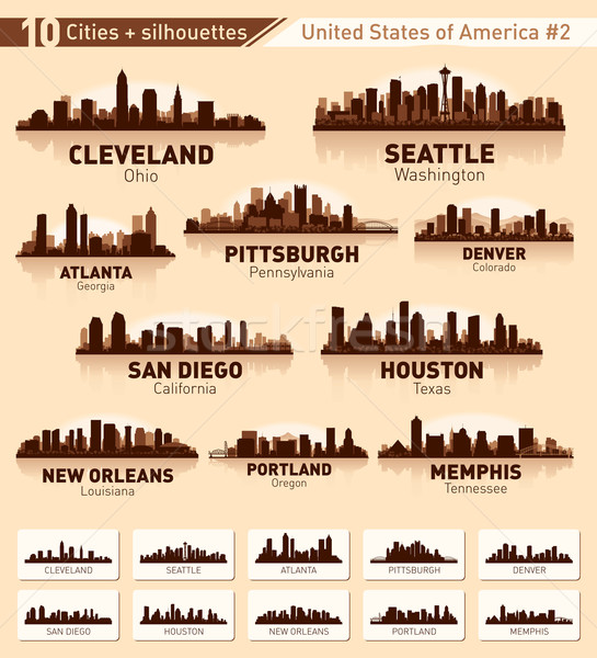 Panoramę miasta zestaw 10 miasta USA Zdjęcia stock © Yurkaimmortal