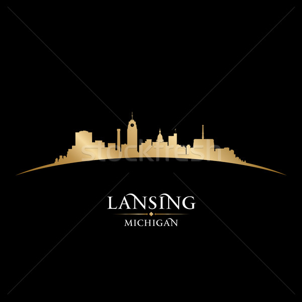 Imagine de stoc: Michigan · oraş · siluetă · negru · cer