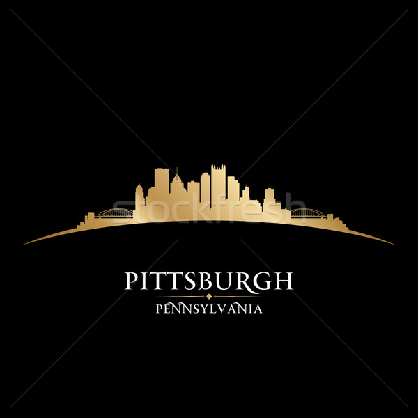 Pittsburgh Pennsylvania city skyline silhouette black background Stock photo © Yurkaimmortal