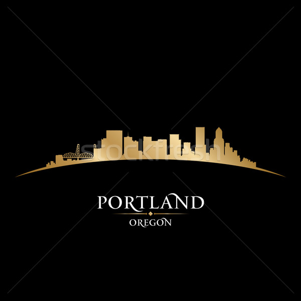 Portland Oregon city skyline silhouette black background  Stock photo © Yurkaimmortal