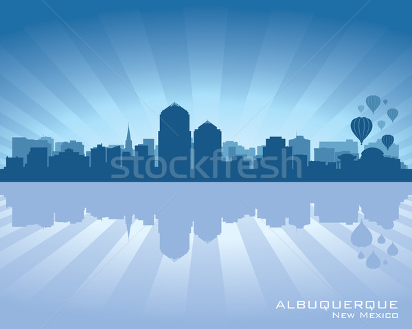 Stockfoto: New · Mexico · skyline · reflectie · water · hemel · stad