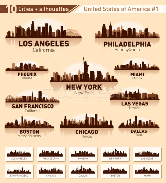 Panoramę miasta zestaw 10 miasta USA Zdjęcia stock © Yurkaimmortal