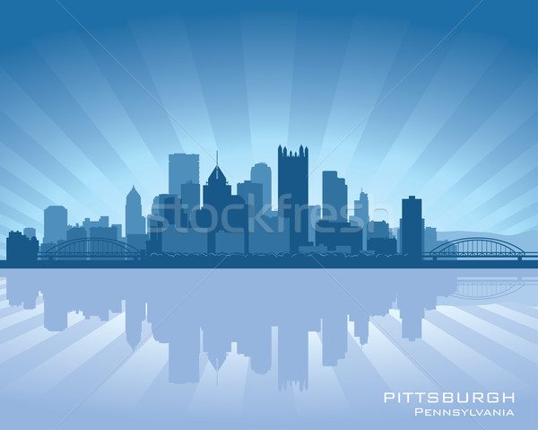 Pennsylvania panoramę refleksji wody niebo budynku Zdjęcia stock © Yurkaimmortal