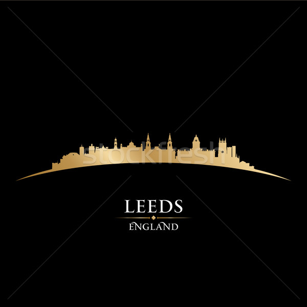 Stock photo: Leeds England city skyline silhouette black background 