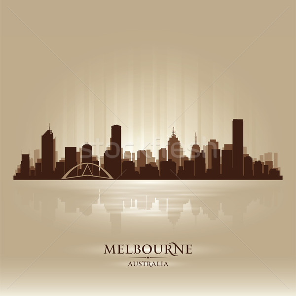 Melbourne Austrália linha do horizonte cidade silhueta céu Foto stock © Yurkaimmortal