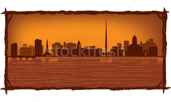 Dublin Irland Skyline Illustration Reflexion Wasser Stock foto © Yurkaimmortal