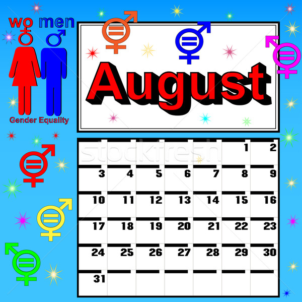 Foto stock: Calendario · agosto · festival · igualdad · ilustración · mujeres