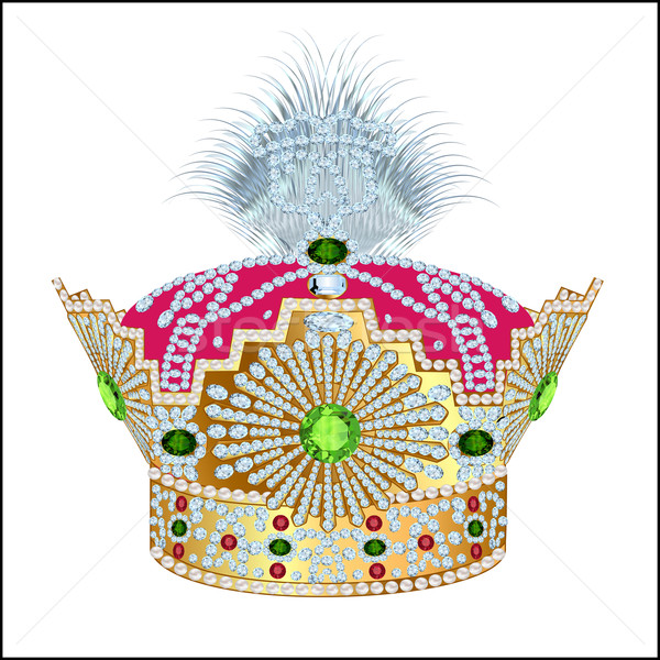  tsarist gold corona with pearl and pattern on white Stock photo © yurkina