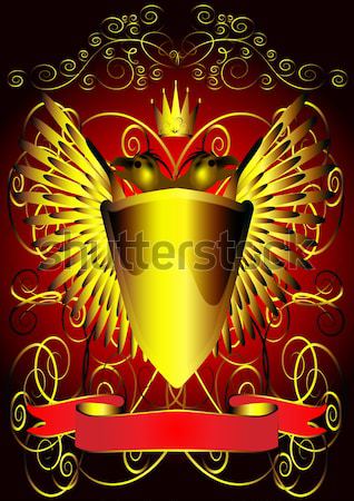 shield with corona and gold pattern Stock photo © yurkina