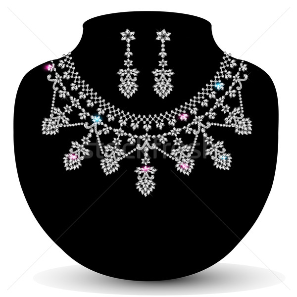 ожерелье драгоценный камней иллюстрация свадьба женщины Сток-фото © yurkina