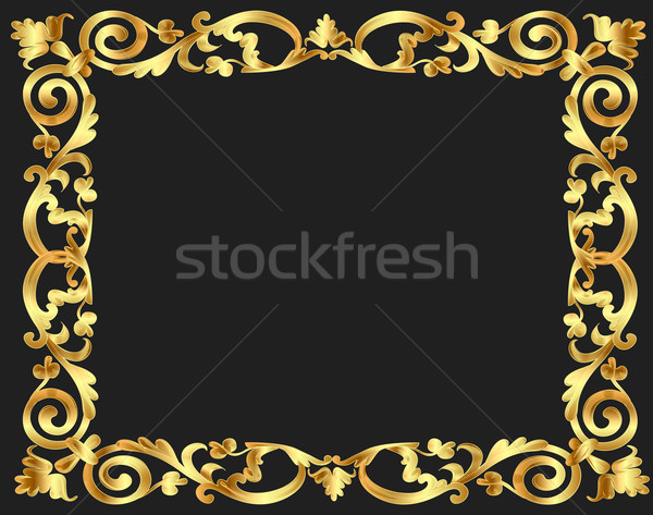 Frame goud plantaardige patroon illustratie kunst Stockfoto © yurkina