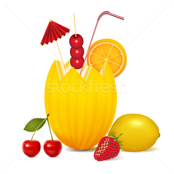  cocktail melon cherry orange lemon and strawberries Stock photo © yurkina