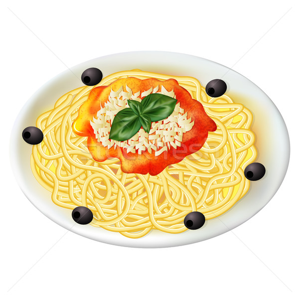 Stock photo: illustration Italian pasta with sauce on a plate