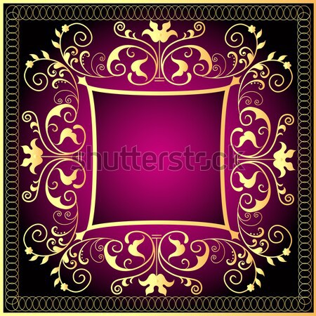  violet background frame with gold(en) pattern Stock photo © yurkina