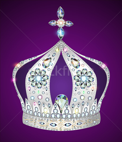 Brillant couronne argent pourpre illustration croix [[stock_photo]] © yurkina
