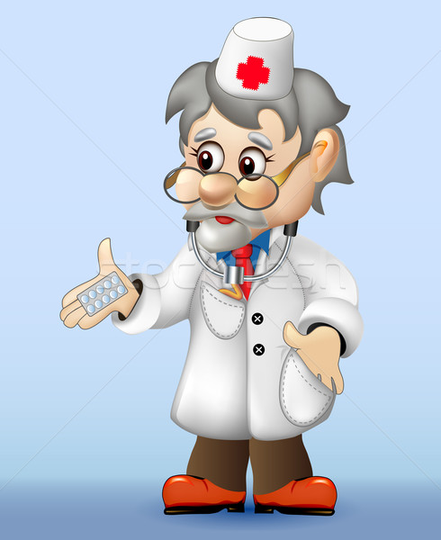  grizzled veteran doctor holding a pill Stock photo © yurkina