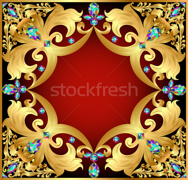 Roşu gems aur ornamente ilustrare modă Imagine de stoc © yurkina