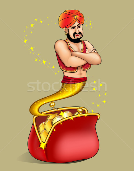 the illustration genie  appears from wallet with gold dollar. Stock photo © yurkina