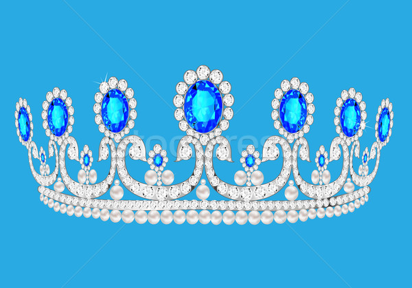 beautiful diadem feminine wedding on we turn blue background Stock photo © yurkina