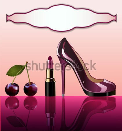 Brillante labios cereza lápiz de labios ilustración Foto stock © yurkina