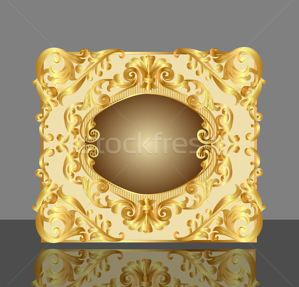  background frame with gold(en) pattern and reflection Stock photo © yurkina