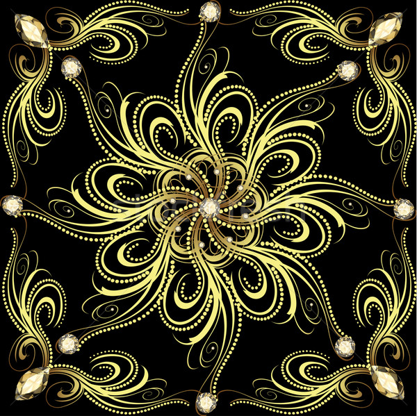 Goud bloem edelstenen illustratie ontwerp achtergrond Stockfoto © yurkina