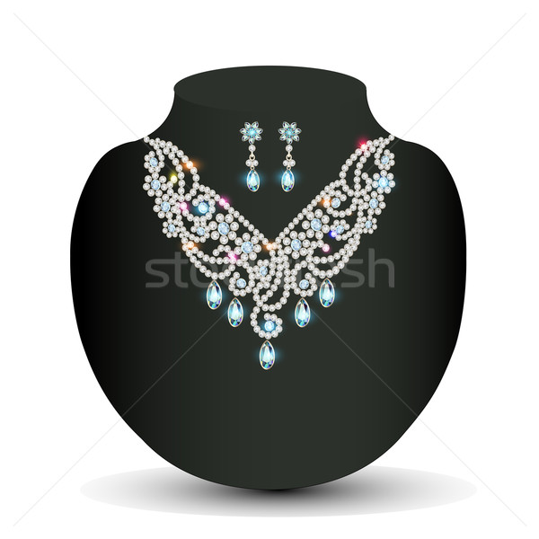 Dorado collar femenino blanco precioso piedras Foto stock © yurkina