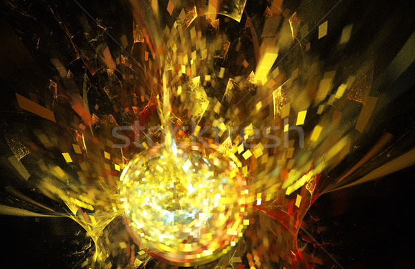 Zdjęcia stock: Fractal · ilustracja · złoty · disco · ball · wybuchu · przestrzeni